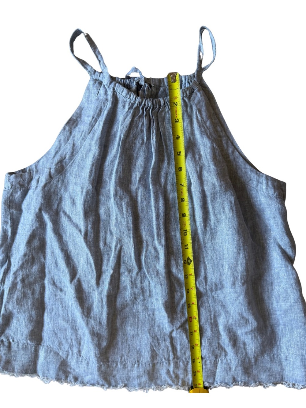 Maeve Linen Swing Top Chambray Blue Coastal Minimalist Tank | M - Picture 7 of 8